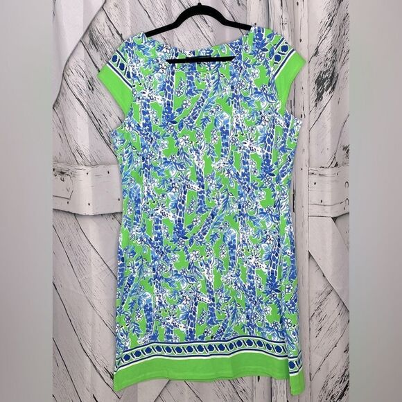 Barbara Erickson Green & Blue Giraffe Printed Dress XL - Picture 1 of 7
